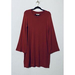 Lou and Grey Womens Medium Jersey Knit Dress Burnt Orange Soft Long Sleeves Boho